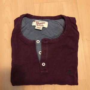 Original Penguin Henley Long Sleeve XL Burgundy